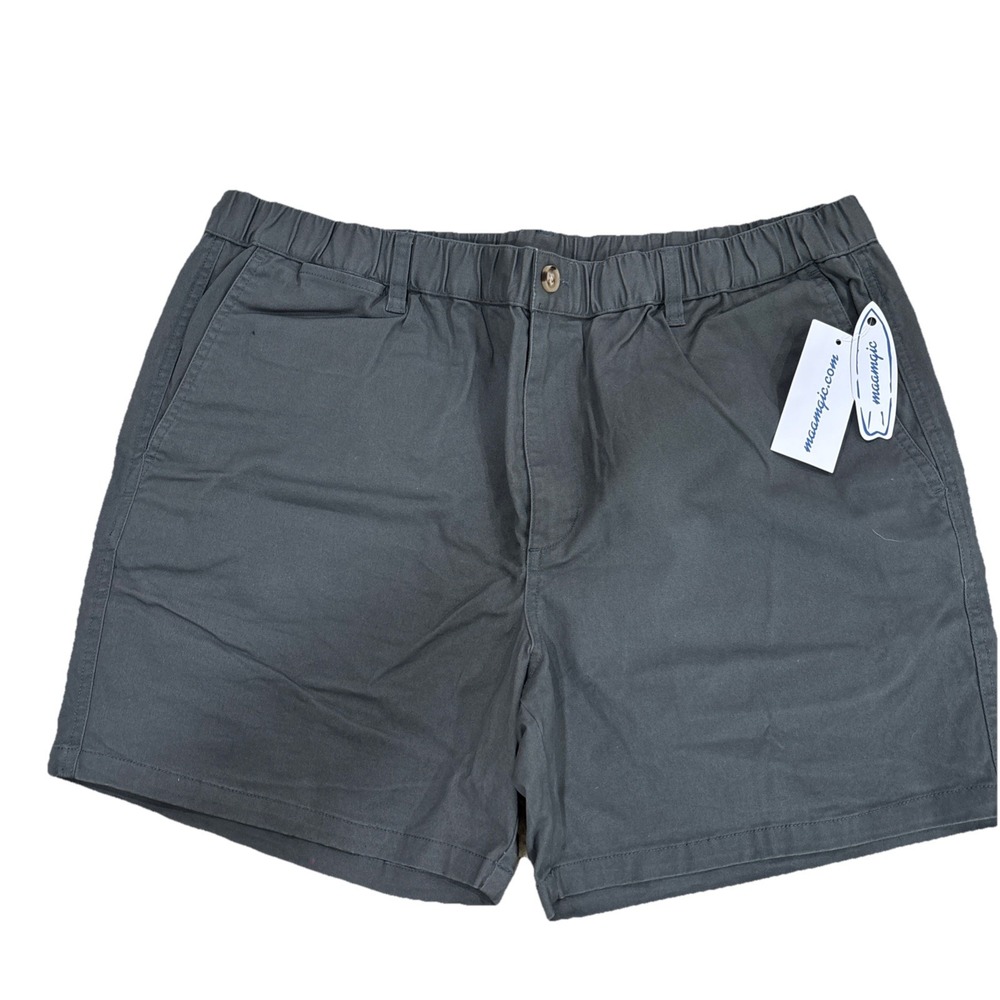 Maamgic Mens‎ Flat Front Casual Shorts Sz.38 x5.5" Inseam/charcoal/Chino/Stretch